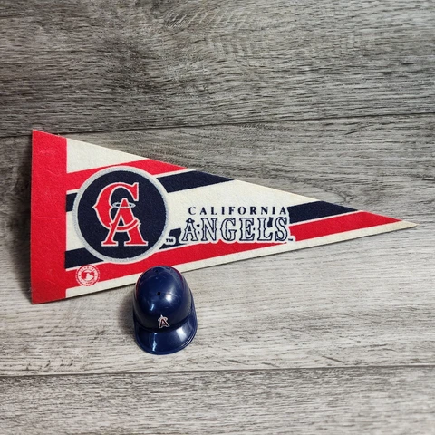 Vintage 1990's Laich MLB Matching Mini Helmet & Pennant  - California Angels Cover