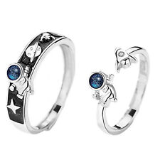2Pcs Astronaut Couple Ring Adjustable Opening Astronaut Matching Promise ROL