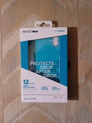 Tech 21 iPhone Xs Max Phone Case Vert Blue Evocheck Flex Shock 12 Ft Drop... - Image 1 of 3