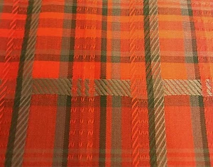 Vintage Cotton Jacquard Woven Plaid Fabric Red Green Christmas 45" wide 4..5yds - Picture 1 of 7