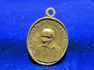 Medalla de San Vicente de Paúl Santa Luisa Marillac latón 1" de largo - Imagen 1 de 2