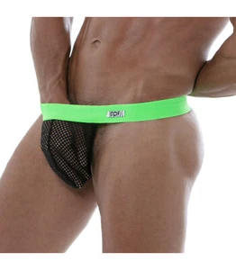 TOF PARIS Thong Circuit Mesh Stringless Thongs No Lining Neon Green 58 - Picture 1 of 5