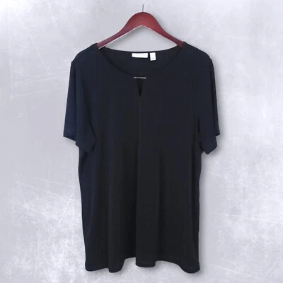 Топ Susan Graver черный с коротким рукавом жидкий трикотажный размер XL  - Изображение 1 из 4