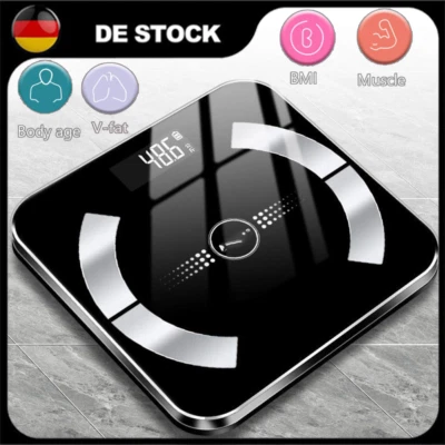 Personenwaage Körperfettwaage Körperwaage Bluetooth mit APP bis 180kg 150mAh DE - Bild 1 von 4