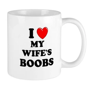 CafePress I Heart My Wife's Boobs Mug 11 oz Ceramic Mug (748285238) - Picture 1 of 37