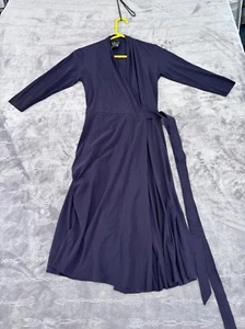 Dunkelblaues seidiges Wickelkleid von Irie Wash - Damen Größe M - Bild 1 von 13