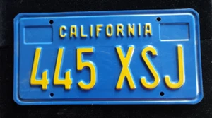 Vintage Orig. California License Plate Vanity. "445 XSJ" NICE - Picture 1 of 2