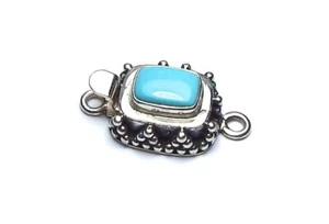 SLEEPING BEAUTY TURQUOISE 925 Sterling Silver 24mm Box Clasp /c12 - Picture 1 of 3