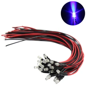 20pcs Pre-wired Resistor 26awg 20cm Wire Blue 3mm LED Light 12V L123B - Picture 1 of 4
