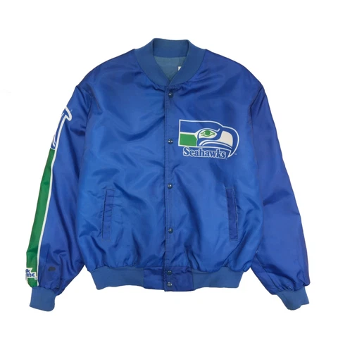 Vintage Seattle Seahawks Chalk Line Fanimation Bomber Jacket Size Large NFL Cover