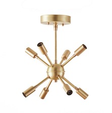 Mid Century Modern Brass Chandelier Sputnik Light Industrial Ceiling Fixture 