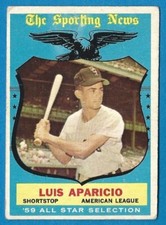 1959 Topps Baseball Card # 560 Luis Aparicio- All Star -Good