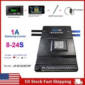 JK 8S-24S 150A LiFePo4 Li-ion Smart BMS 1A Active Balancer BT/RS485/LCD lot US - Picture 1 of 20