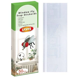 50 Pack Window Fly Traps Fruit Fly Traps for Indoors Fly Paper Sticky Strips ... - Picture 1 of 7
