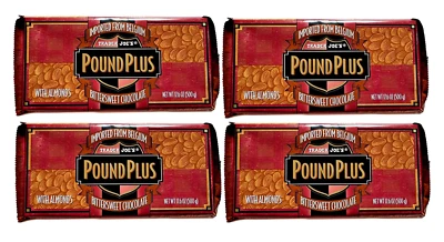 (4) Trader Joe's Pound Plus Belgium Bittersweet Chocolate with Almonds (4 Bars) - Image 1 of 2