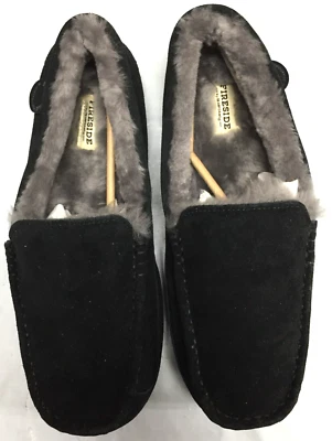Fireside by Dearfoams Women's Mel Shearling Moccasin Slippers Color BLACK 12M - Image 1 of 4