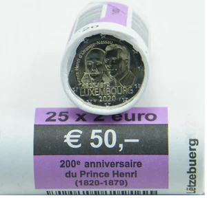 LUXEMBURGO CARTUCHO 2 Euro 2020 Bicentenario del nacimiento del Príncipe Henry - Bild 1 von 2