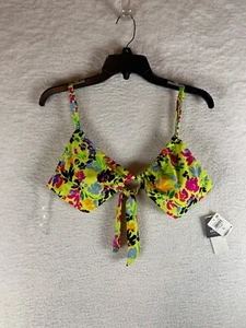 Bar III Women's Yellow Floral Print Convertible Bikini Swim Top Size L NWT 9988 - Picture 1 of 8