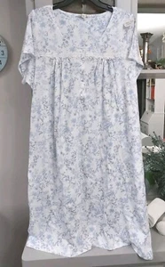 Laura Ashley Cotton Rich Blue Vines Floral Nightgown XL NWT - Picture 1 of 3