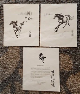 Tak Kwong TK Chan (ZWEI) signierte Pferdedrucke (selten) Vintage asiatische Kunst - Bild 1 von 5