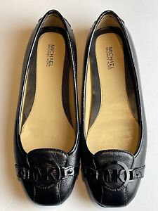 Women Michael Kors Fulton Moc Leather Flat Shoes Black size 8M