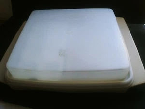 Tupperware Deli Deviled Egg Carrier / Keeper 2 Pieces Almond w/ Clear Lid - - Picture 1 of 3