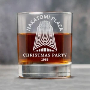 Nakatomi Christmas Party 1988 Rock Glass - High-quality Whiskey Glass Engraved - Picture 1 of 2