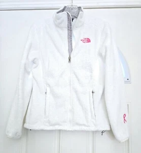Giacca North Face donna XS bianco rosa pile full zip consapevolezza cancro al seno - Foto 1 di 16