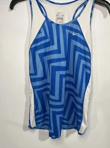 Nike Damen Medium Running Racerback Dri Fit Tank Top blau mit weißem Besatz - Bild 1 von 3