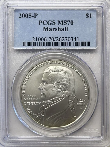 2005-P PCGS MS70 JOHN MARSHALL COMMEMORATIVE SILVER DOLLAR Cover