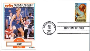 1991 Basketball FDC - Card Cachet - Steve Kerr - Springfield, MA - F36893 - Picture 1 of 2