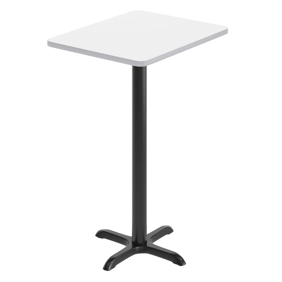 Stiles 24'' x 30'' White Rectangular Laminate Table Top with Black 22 x 22 "X... - Image 1 of 1