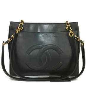 CHANEL CC Logo Lambskin Chain Shoulder Tote Bag Black/4BB1362 - Picture 1 of 13