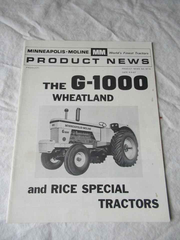 Minneapolis Moline G-1000 Rice Special Tractor Product News Brochure 16 Pages - Image 1 of 4