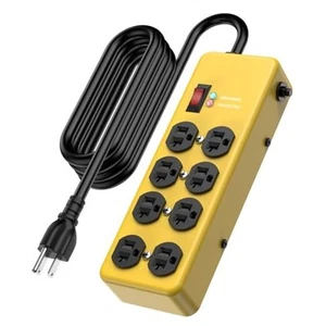 20A Power Strip Surge Protector Durable Metal 8-Outlet with Heavy Duty 20 Amp - Picture 1 of 8