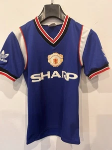Original Vintage Manchester United Third Shirt 84/85 Large Boys Blue - Bild 1 von 7