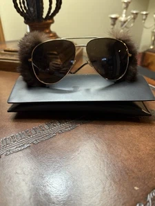 100 % AUTHENTISCHE SAINT LAURENT Nerz Pelz klassische 11 Schilde Sonnenbrille Gold - Bild 1 von 9
