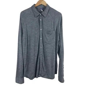 ibex Men's Shirt Heather Gray 100% Merino Wool Button Up Long Sleeves USA Size L - Picture 1 of 7