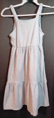 Zara Girls Ribbed Cotton Maxi Dress Size 10 Blue Sleeveless Open Back Bow Detail - Image 1 of 4