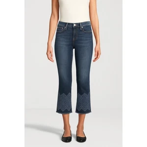 Pantalones de mezclilla Tory Burch recortados bordados puño pierna recta para mujer talla 30 - Imagen 1 de 12