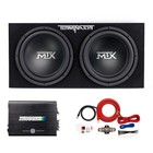 MTX Dual Loaded Subwoofer Enclosure with Amplifier and Wiring Kit for Cars