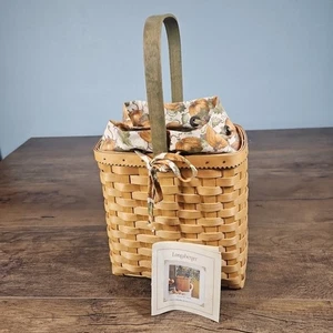 2003 Longaberger Basket Autumn Tote w/ Plastic Liner Protector And Pumpkin Liner - Picture 1 of 7