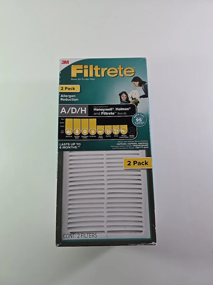 2 Filtrete A/d/h Allergen Reduction Air Purifier Filters HEPA - Honeywell Holmes