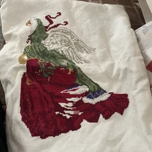 Completed Cross Stitch Kit Angel Of Holiday Spirit Pillow Cover Finished - Picture 1 of 3