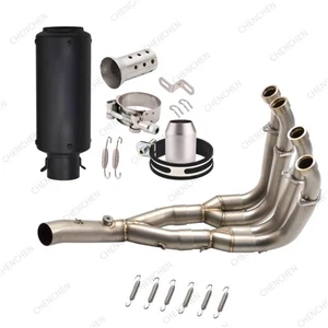 Tubo de cabezal de puntas de escape negro sistema completo para Yamaha YZF-R6 06-20 YZFR6 YZF R6 - Imagen 1 de 18
