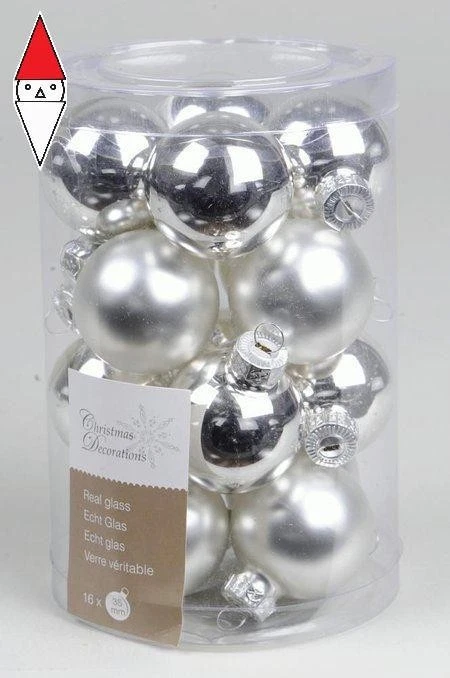 PALLINE ALBERO KAEMINGK GLASS MINI BAUBLES SHINY-MATT SILVER - Immagine 1 di 1