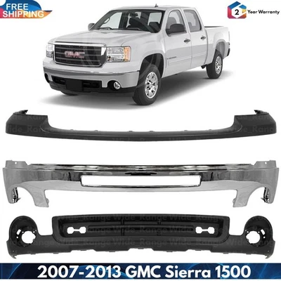 Front Bumper Chrome Steel & Lower Valance Kit For 2007-2013 GMC Sierra 1500 Foto 1 de 4
