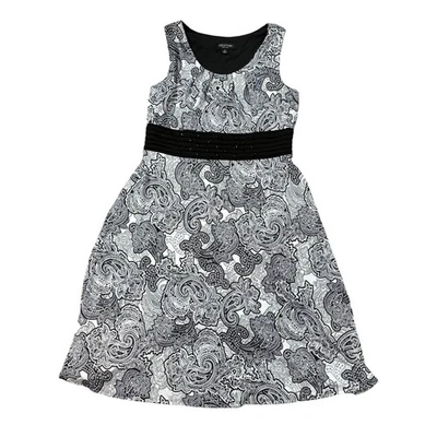 Vestido Perceptions Negro Blanco Floral Cachemira Sin Mangas Para Mujer Talla XL Elástico Foto 1 de 4