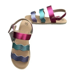 SO Youth Big Girl's Grace Rainbow Metallic Purple Pink Strappy Sandal Size 4 NEW - Picture 1 of 9