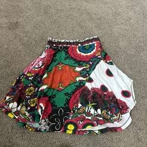 Elastic Waist Cotton Jersey Skirt Womens Med Graphic Y2K exotic - Picture 1 of 5